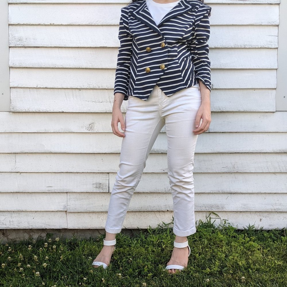 double-breasted striped jacket